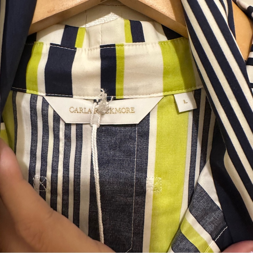 CARLA ROCKMORE Striped Maxi Dress in Navy and Lime w/ Belt - Picture 7 of 10